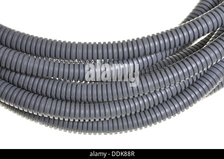 Tubo corrugado de plástico gris aislado en blanco Fotografía de stock -  Alamy