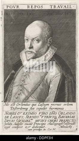 Retrato del compositor Orlando di Lasso (1532-1594), 1593. Artista: Sadeler, Jan (Johannes), el anciano (1550-1600) Foto de stock
