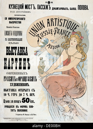 Cartel para el exibition de ruso y artistas franceses, 1898. Artista: Alphonse Mucha