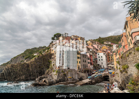 Riomaggiore,Cinque Terre,Provincia de La Spezia, Liguria, Italia Foto de stock