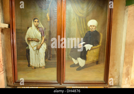 Putali Bai y Karam Chand Gandhi, el padre y la madre de Mahatma Gandhi Porbandar Gujrat India Asia