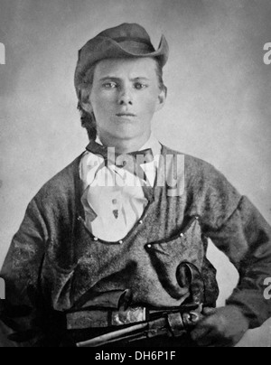 Jesse James, Jesse Woodson James (1847-1882) de 17 años de edad en el uniforme de los Quantrill's Raiders durante la Guerra Civil Americana. Foto de stock