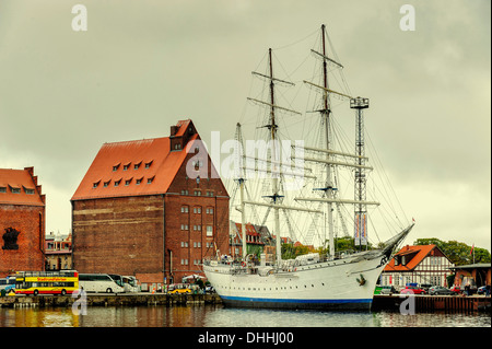 Tall Ship Gorch Fock I en STRALSUND Stralsund, el puerto, el Estado federado de Mecklemburgo-Pomerania Occidental, Alemania Foto de stock