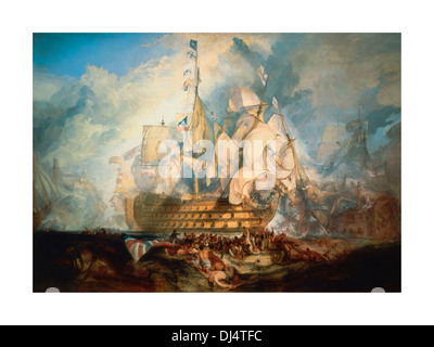 Pintura de HMS Victoria en la Batalla de Trafalgar 1805 Foto de stock