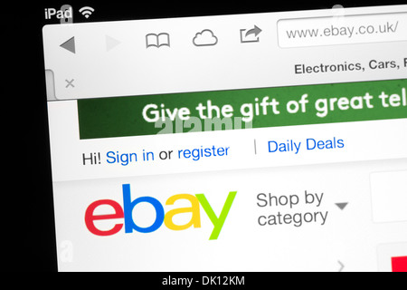 Página de inicio de ebay en un iPad Foto de stock