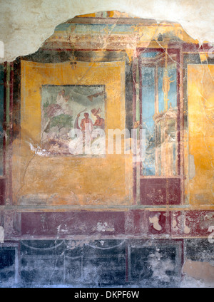 La pintura mural, antigua casa del poeta trágico, Pompeya, Campania, Italia