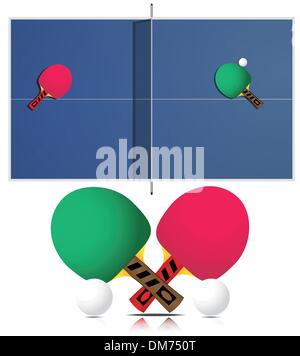 Mesa de ping pong y raquetas Ilustración del Vector