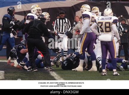 Febrero 16, 2001 - 31425JBB: NUEVA YORK XFL HITMAN VS. Tornillos de Birmingham.16/02/2001. JOHN BARRETT/ 2001(Crédito Imagen: © Globe Photos/ZUMAPRESS.com)