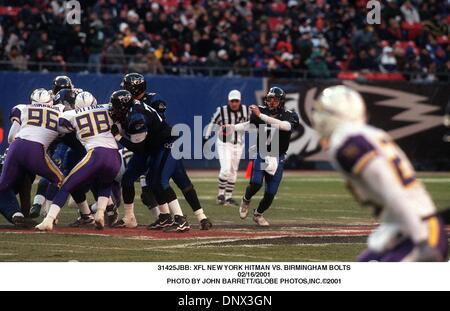 Febrero 16, 2001 - 31425JBB: NUEVA YORK XFL HITMAN VS. Tornillos de Birmingham.16/02/2001. JOHN BARRETT/ 2001(Crédito Imagen: © Globe Photos/ZUMAPRESS.com)