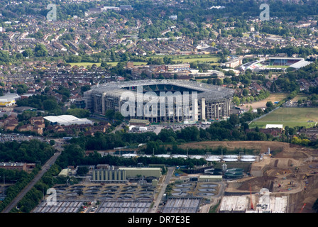 Vista aérea del estadio de rugby de Twickenham, Twickenham, Inglaterra Foto de stock