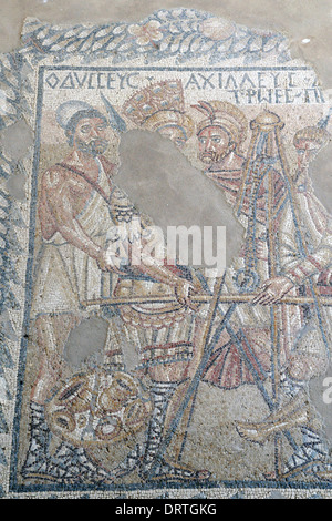 Mosaico en la villa romana del tellaro cerca de Noto, en el sureste de Sicilia, Foto de stock