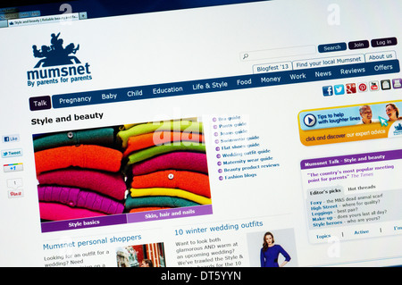 El popular e influyente, mumsnet Mum's net, sitio web. Foto de stock