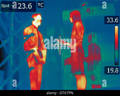 Imagen térmica infrarroja de oficinistas en reunión
