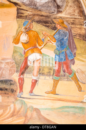 Fresco representando la vida de san Benito, de Signorelli, escena 27, la Abadía de Monte Oliveto Maggiore, Toscana, Italia