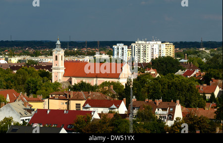 Vista desde la parte superior de la torre de agua en la plaza de San Stephan Szeged Hungría condado de Csongrad Foto de stock