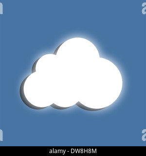 Símbolo de la nube brillante sobre un fondo azul. Elemento de diseño plano. Foto de stock