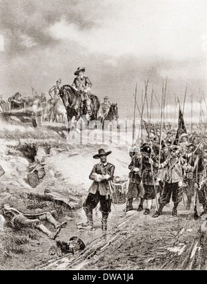 Oliver Cromwell en la batalla de Marston Moor, el 2 de julio de 1644, durante la primera guerra civil inglesa. Foto de stock