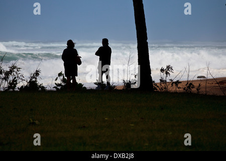 Haena Beach después de una tormenta tropical de Kauai, Hawaii. Foto de stock