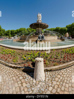 Place de la Rotonde, ciudad, pueblo, agua, primavera, fuente, Aix en Provence, Bouches du Rhône, Francia, Europa, Foto de stock