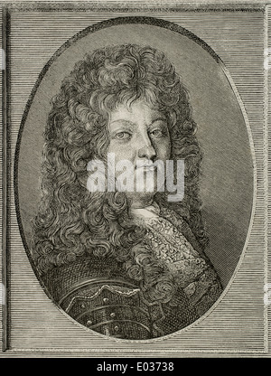 Louis XIV (1638-1715). El rey de Francia. Grabado. Historia de Francia, 1883. Foto de stock
