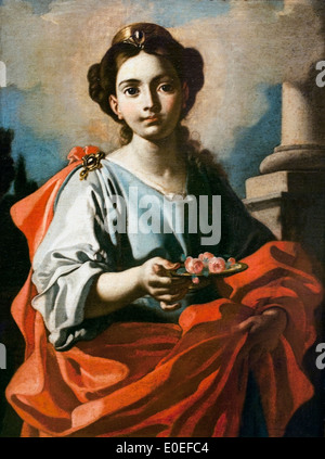Saint sosteniendo un plato con rosas Giacomo Cestaro italiano Italia 1718-1779 Foto de stock