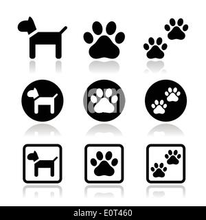 Perro, huellas vector conjunto de iconos Imagen Vector de stock - Alamy