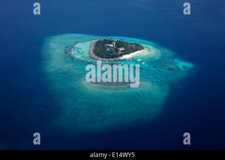 Vista aérea de la isla, en el Océano Índico, Maldivas