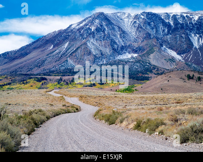 Carretera en junio de Lagos Lupa. Las Montañas de Sierra Nevada, California