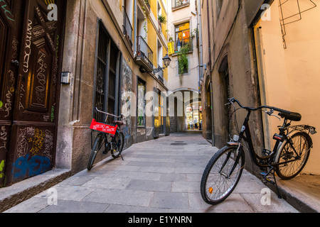 Alquiler de bicicletas en Barcelona Foto de stock