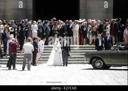 The wedding of Inigo Mora Pineyro and Isabel Caruana in San Lorenzo de El  Escorial Featuring: Inigo Mora Pineyro,Isabel Caruana Where: El Escorial,  Spain When: 01 Jun 2013 Stock Photo - Alamy