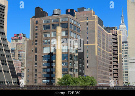Estados Unidos, la ciudad de Nueva York, Manhattan, New Yorker hotel en la esquina de 8th Avenue y 34th Street, el Edificio Empire State en la derecha