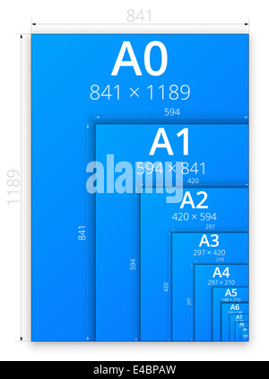 Tamaño de formato a las hojas de papel Fotografía de stock - Alamy