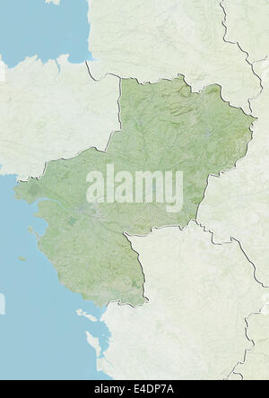 Región de Pays-de-la-Loire, Francia, Mapa en Relieve Foto de stock