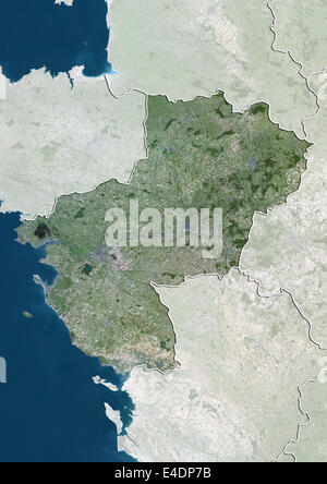 Región de Pays-de-la-Loire, Francia, Imagen de satélite de color verdadero Foto de stock