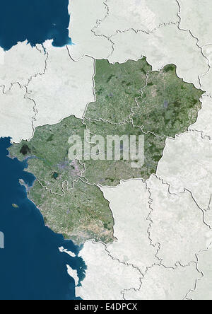 Región de Pays-de-la-Loire, Francia, Imagen de satélite de color verdadero Foto de stock