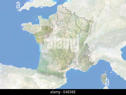 Francia y la región de Pays-de-la-loire, Imagen de satélite con Bump efecto Foto de stock