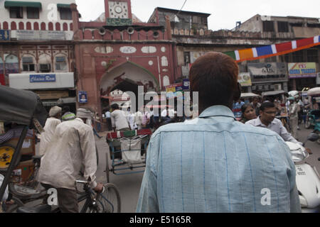 Conductor del rickshaw, Old-Dehli, India Foto de stock