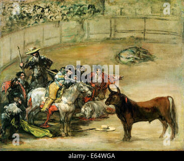 Francisco de Goya, corrida de toros, suerte de varas 1824 Óleo sobre lienzo. El Museo J. Paul Getty.