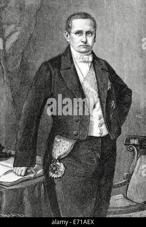 Otto Theodor von Manteuffel (1805-1882). Conservador estadista prusiano, sirviendo a casi una década como primer ministro. Grabado. Foto de stock