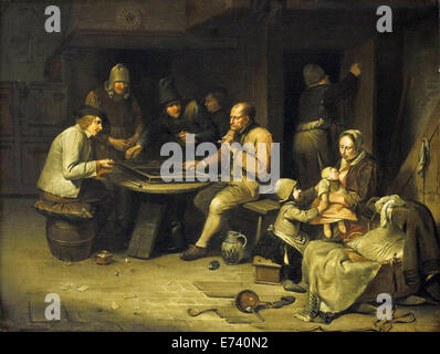 Inn con jugadores de backgammon - por Egbert van Heemskerck, 1669 Foto de stock