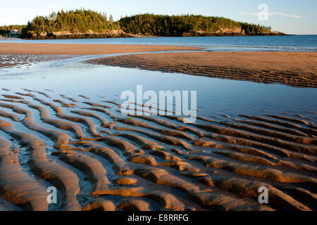 Zona intermareal en la playa de New River Provincial Park - Nueva playa fluvial, New Brunswick, Canadá Foto de stock