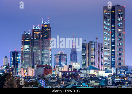 El horizonte de la ciudad de Tokio, Japón en el barrio Shinjuku Oeste del distrito de rascacielos.