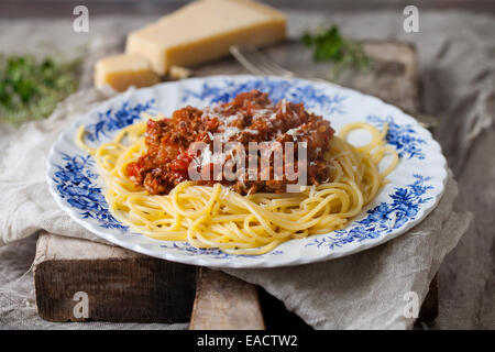 Los espaguetis a la boloñesa Foto de stock