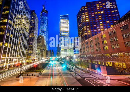 El paisaje urbano de la ciudad de Nueva York en el Bajo Manhattan.