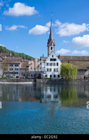 Stein am Rhein con el monasterio de St.Georgen, Alto Rin, el Cantón de Schaffhausen, Suiza, Europa Foto de stock