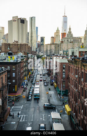 Monroe Street, Chinatown, Manhattan, Nueva York, Estados Unidos Foto de stock