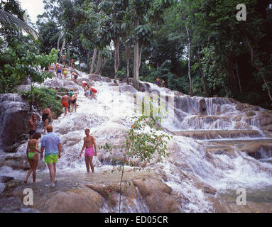 Dunn's River Falls, Ocho Ríos, Saint Ann Parish, Jamaica, Antillas Mayores, el Caribe Foto de stock