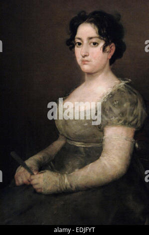 Francisco de Goya (1746-1828). Pintor español. El romanticismo. Mujer joven con un ventilador. 1803-1807. Museo del Louvre. París. Francia.