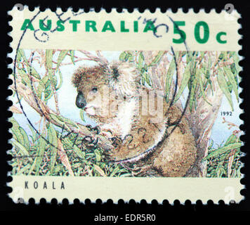 Utilizado y matasellos sello australiano Australia / 50c Koala 1992 Foto de stock