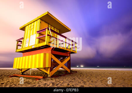 Torre de vigilante de la playa en Miami Beach.